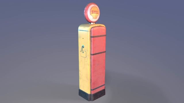 Shell Old Gas Station Pump - 3D model смотреть онлайн