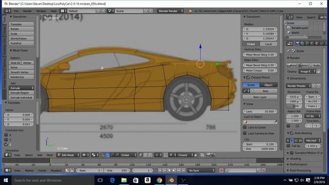 Beginner Blender Low Poly Car Modeling Tutorial - Part 2 - Basic Shape смотреть онлайн