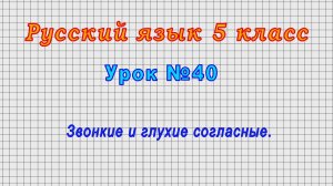 Русский язык 5 класс (Урок№40 - Звонкие и глухие согласные.)