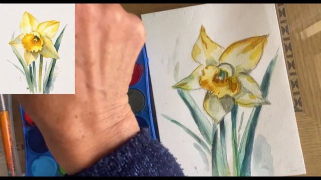 Урок рисования "Нарцисс" за 10 минут.  Акварель