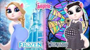 📹 My talking Angela 2 | Pregnant Elsa Vs pregnant Wednesday | new update😘💋cosplay →