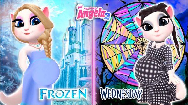 📹 My talking Angela 2 | Pregnant Elsa Vs pregnant Wednesday | new update😘💋cosplay →