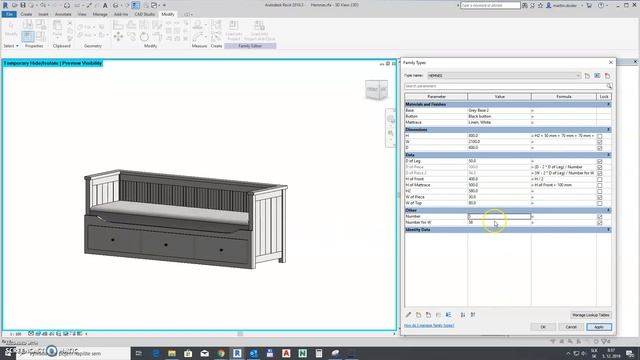 Revit family IKEA HEMNES bed 3D model смотреть онлайн