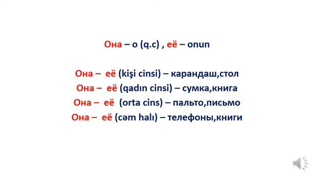 RUS DILI DERSLERI/YİYƏLİK ƏVƏZLİKLƏRİ/ПРИТЯЖАТЕЛЬНЫЕ МЕСТОИМЕНИЯ смотреть онлайн