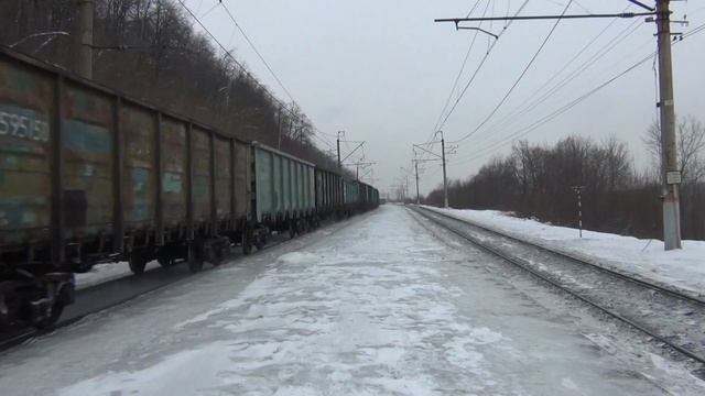 Электровоз 2ЭС6-923 с грузовым поездом следует по перегону Уфа-Черниковка смотреть онлайн