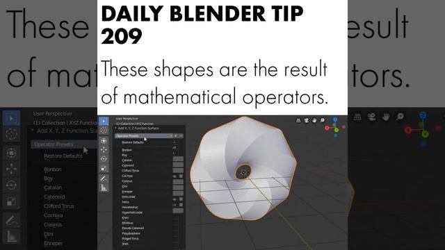 Daily Blender Tip 209 - Modeling with maths смотреть онлайн