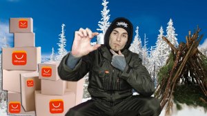24 часа выживание в лесу ЗИМОЙ без палатки с необычными товарами от AliExpress #выживание #челлендж