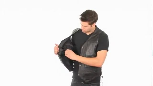B265 Men's 10 Pocket Premium Black Leather Vest 360p смотреть онлайн