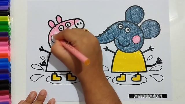 Peppa pig and her friend Emily elephant colouring. Easy step-by-step tutorial. #nikartgallery смотреть онлайн