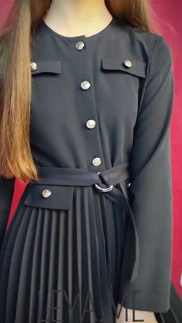 Синее школьное платье в стиле Шанель с плиссированной юбкой #fashion #backtoschool #chanelstyle смотреть онлайн
