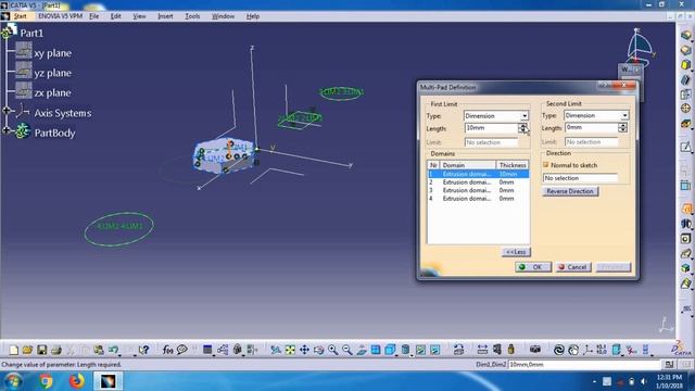 multi pad in catia v5 ,part design,tutorial for beginers смотреть онлайн