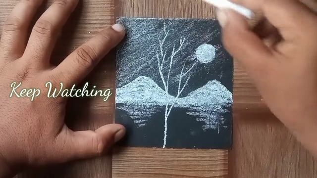 How To Draw Beautiful Black Art Paper Drawing With Chalk #easydrawing @soumensumiart смотреть онлайн