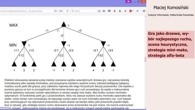 AI w grach: struktura drzewiasta, ocena heurystyczna ruchów, strategie mini-maks i alfa-beta смотреть онлайн