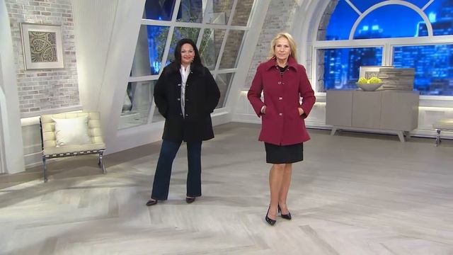 Dennis Basso Faux Wool Turnkey Coat w/ Removable Fur Collar with Stacey Stauffer смотреть онлайн