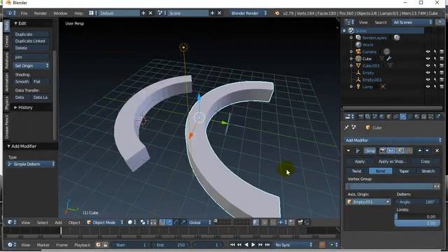 Blender Simple Deform Bend Modifier смотреть онлайн