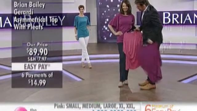 Brian Bailey Gerardi Asymmetrical Top With Side Pleats at The Shopping Channel 580145 смотреть онлайн