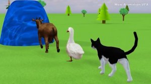 Paint and Animals Lion, Gorilla, Tiger, Cow, Cat, Duck, Goat, Elephant, Dinosaur, Fountain crossing