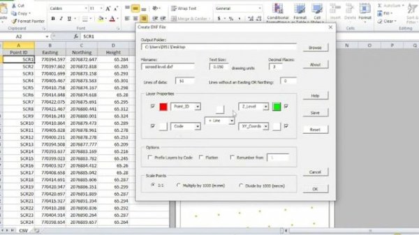 How to create dxf file by excel data