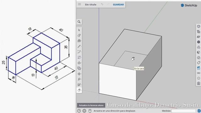 SKETCHUP online 3D. Dibujar piezas con medidas. Con enlace. Drawing, dessiner. Tutorial paso a paso смотреть онлайн