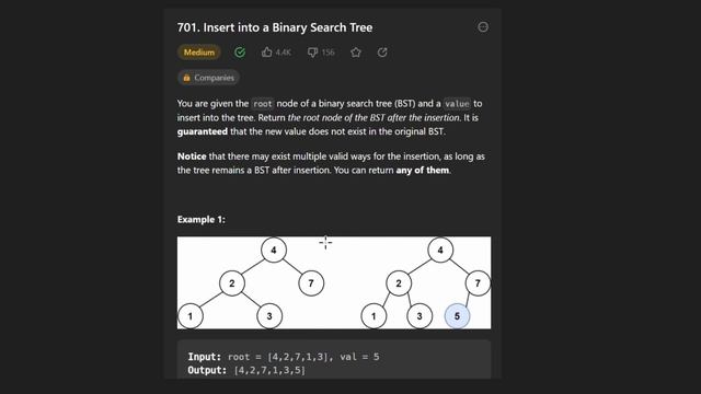 Leetcode 701: Insert into a Binary Search Tree (RU) смотреть онлайн