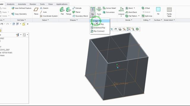 Creo tutorial for Beginners 9. Edge Rip in Creo 5.0 Sheetmetal Part Modeling in Hindi/English смотреть онлайн