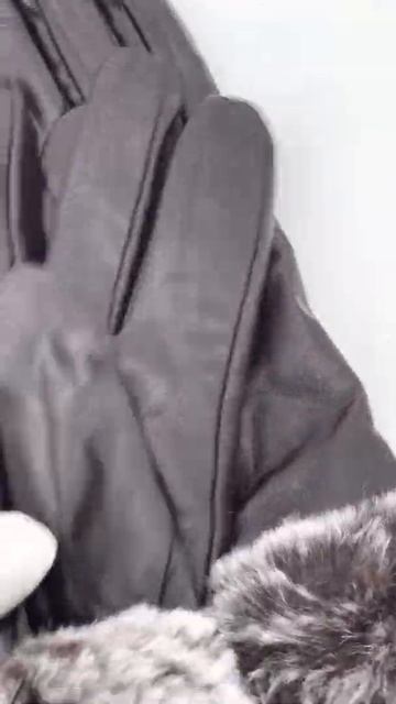 Перчатки женские кожаные с мехом Happy Gloves темно коричневые смотреть онлайн