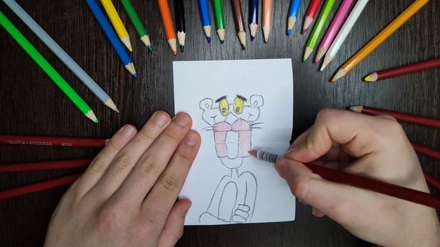 Paper Crafts - Pink Panther - Opens mouth. Coloring, How to draw смотреть онлайн
