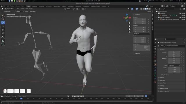 Mixamo Mocap To MBLab With Blender Simple Retarget Addon