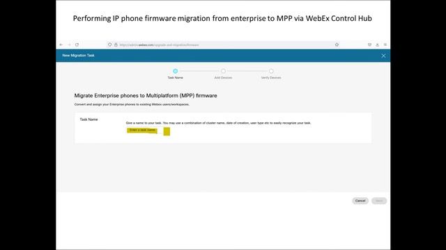 Cisco IP phone enterprise 14.1(1) to 3PCC 11.3.6 firmware migration via WebEx Calling Control Hub смотреть онлайн