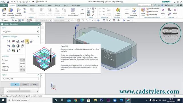 PLANAR MILL IN NX CAM II HOW TO DO FACE MILLING IN NX CAM II NXCAM II [CADSTYLERS]