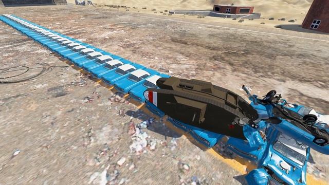TANK DESTROYS 64 CLASSIC CARS Beamng drive is oddly satisfying смотреть онлайн