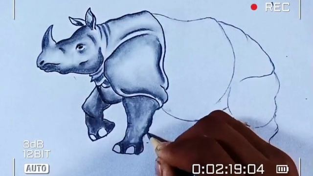 How to draw rhino(rhinoceros)ll one horned rhino ll animal drawing tutorial for beginners #drawing смотреть онлайн