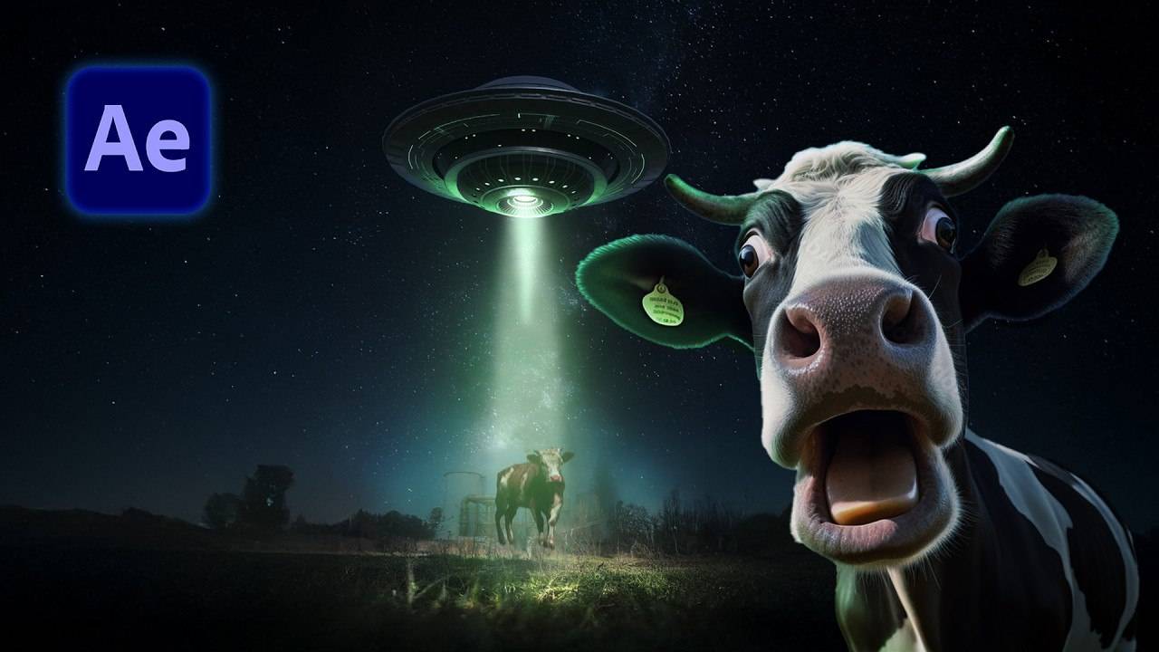 Создание ролика с похищением коровы инопланетянами в After Effects смотреть онлайн