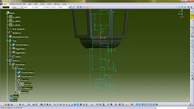 Wall lantern 3D modeling in CATIA | Sweep смотреть онлайн