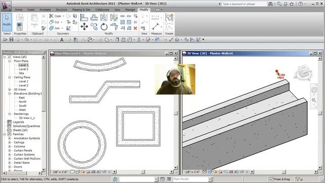REVIT Planter Wall 01 Introduction - CADclips смотреть онлайн