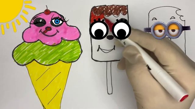 Three pieces of ice cream, one beautiful, one delicious, one smart and one sad. Мороженое смотреть онлайн