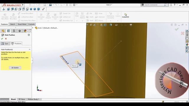 How to create a Hole at on angle in solidworks || solidworks tutorials in Hindi смотреть онлайн