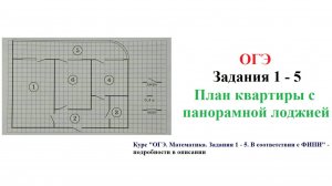 ОГЭ 2025. Математика. Задания 1 - 5. План квартиры с закруглённой лоджией