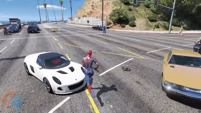 GTA 5 Iron Spiderman No Seatbelt Car Crashes - Spider-Man mod Gameplay #10 смотреть онлайн