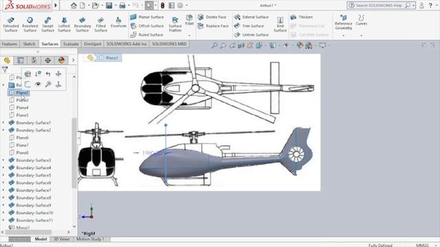 AirBus H130 modeling in solidworks part 1 смотреть онлайн
