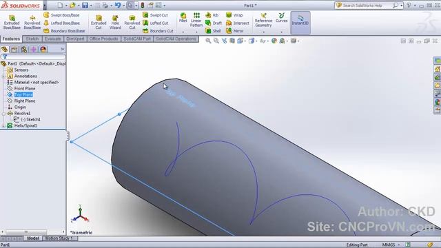 CKD learn - Solidworks example - Helix screw with varialble pitch смотреть онлайн