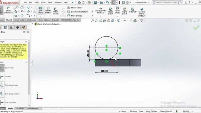 #shorts |Solidworks tutorial for beginners|Convert entities|Trim|Power Trim | 2D&3D Makers смотреть онлайн