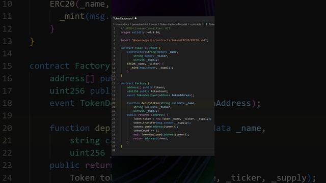 Solidity Token Factory Contract