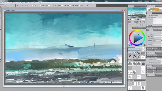 A very quick sketch of a thunderstorm on the sea in Corel Painter 2016 смотреть онлайн