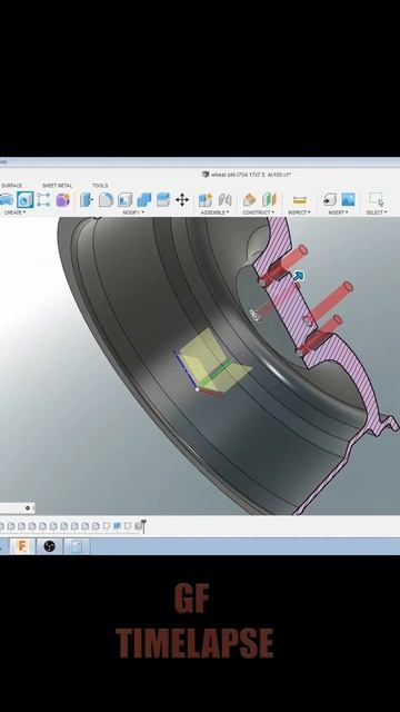 Timelapse video of 3D car wheel model in Fusion 360 #shorts смотреть онлайн