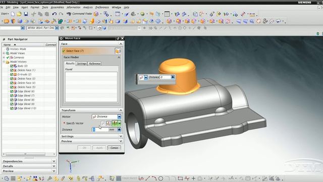 NX 8.5 - 13 Move Face Cut and Heal options DTM смотреть онлайн
