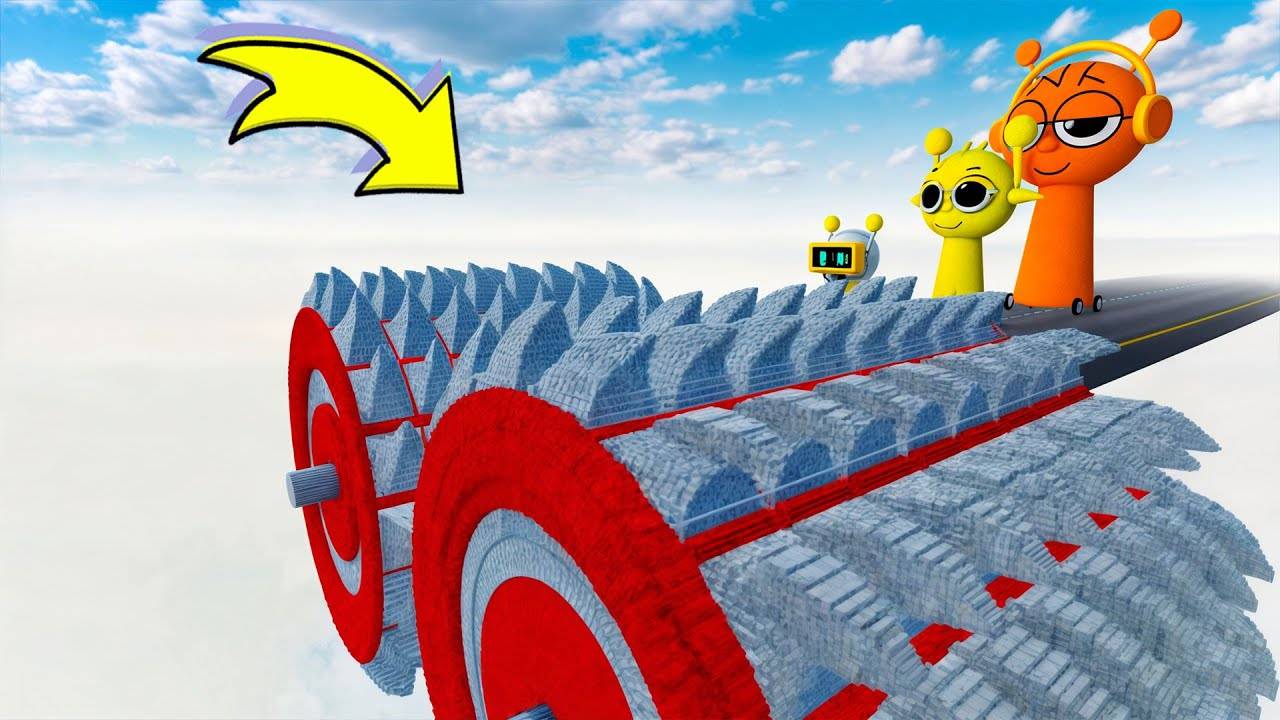 СРАЗИТЕСЬ С БОЛЬШИМИ И МАЛЕНЬКИМИ МАШИНАМИ SPRUNKI ПРОТИВ ГИГАНТСКОЙ ПИЛЫ смотреть онлайн