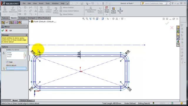 SolidWorks 2014 Tutorial17 Mirror sketch смотреть онлайн