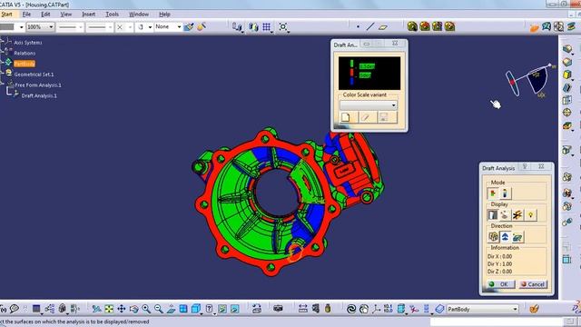Draft Analysis and Thickness Analysis of Metal Casting in CATIA V5 смотреть онлайн