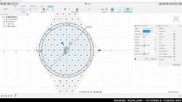 Fusion 360 - Grille Nid d'abeille circulaire смотреть онлайн